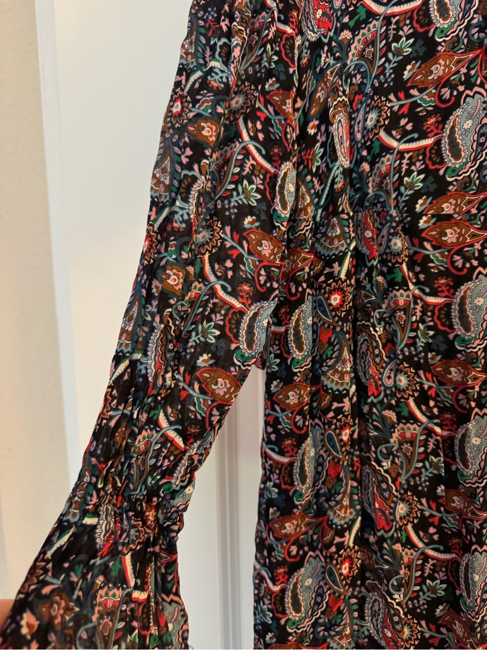 Boden Tie Belt Blue and Pink Paisley Maxi Dress size 6 - Picture 8 of 11